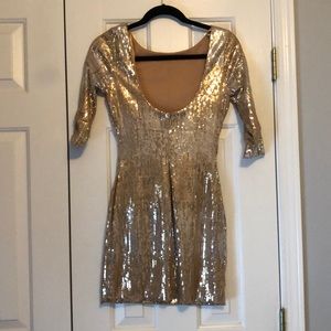 Low Back Gold Sequin form fitting dress- New Years